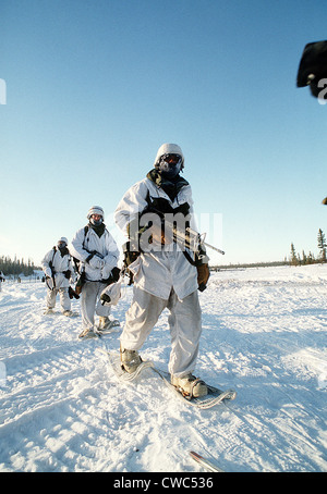 US soldiers in Arctic warfare training at Fort Greely Alaska. Jan 31 1991. (BSLOC 2011 12 262) Stock Photo