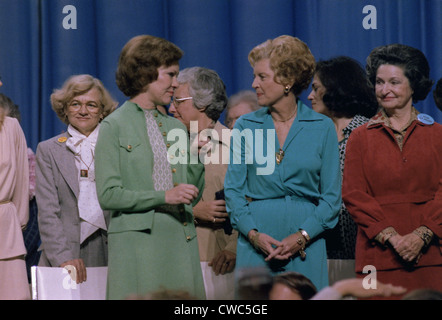 First Ladies Rosalynn Carter with Betty Ford and Ladybird Johnson at the National Women's Conference. They all promoted passage Stock Photo