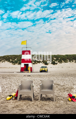Lifeguard station on a Danish beach Stock Photo