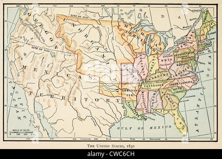 North American political boundaries in 1826. Image shows the Louisiana ...