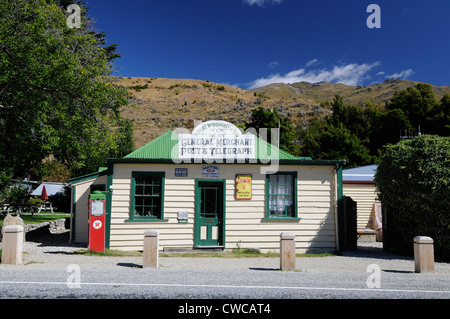 A wooden buildings of the Gold rush pioneering days in Cardrona, is the Post Office & General store,in Otago, New Zealand. Stock Photo