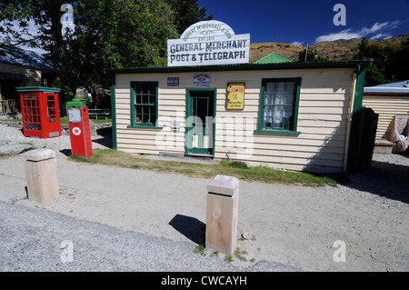 A wooden buildings of the Gold rush pioneering days in Cardrona, is the Post Office & General store,in Otago, New Zealand. Stock Photo