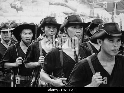 Vietnam War. South Vietnamese militiamen from the country's 44 provinces, received 13 weeks of training to lead the defense of Stock Photo