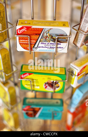 Portuguese tinned fillets of mackerel in olive oil, Lisbon. Stock Photo