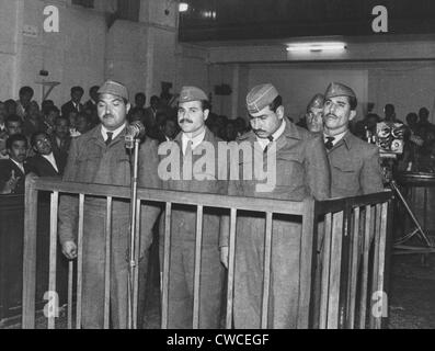 Four Iraqi airmen on trial for taking part in a rebellion. In March 1959, a group of disgruntled nationalist officers from Stock Photo