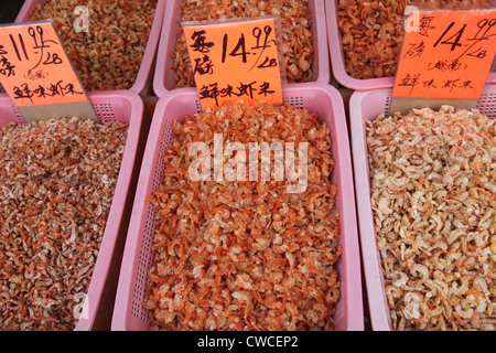 Dried shrimps at a food stall in Chinatown, Toronto, Canada, august 2012 Stock Photo