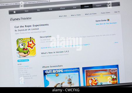Cut the Rope Experiments app website Stock Photo - Alamy