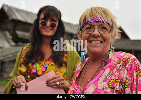 Members of the Classic Car Weel Raettvik on Ladies Day, Dalarnas Lan, Sweden Stock Photo