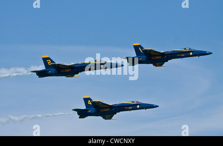 US Navy Blue Angels performing during air show in  Chicago Stock Photo