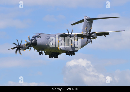 Airbus A400M Atlas on approach for landing at RAF Fairford. The A400Mtransport aircraft is built by Airbus Military. Stock Photo