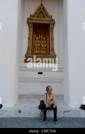 korean tourist , Wat Traimit Phra Maha Mondop ( Scripture Library ) of the Golden Buddha  , Bangkok , Thailand Stock Photo