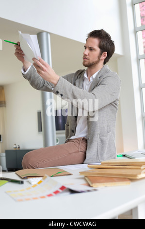 Interior designer working in the office Stock Photo