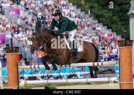 Bronze medalist Cian O'Connor (IRL) riding BLUE LOYD 12 in the Individual Jumping Equestrian event at the Olympic Summer Games Stock Photo