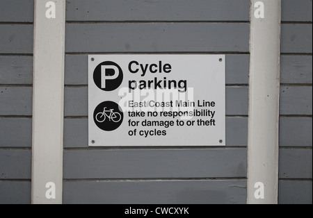 Cycle parking sign at Newark Northgate rail station Newark-on-Trent, Newark, Nottinghamshire, England, UK Stock Photo