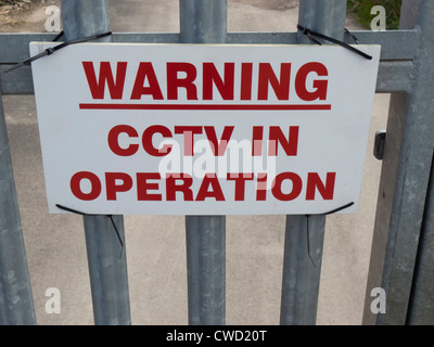 CCTV in operation sign at industrial site. Stock Photo