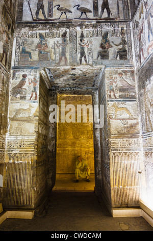 Wall reliefs inside the Ptolemaic Temple of Hathor at Deir el Medina ...