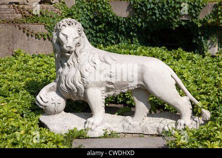 Lion statue at The Breakers Mansion in Newport, Rhode Island. Stock Photo