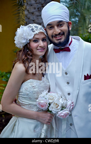 Asian Indian married couple posing for camera. Southeast  Asia Stock Photo