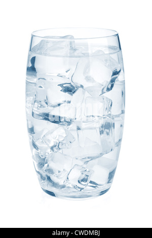 Glass of pure water with ice cubes. Isolated on white background Stock ...