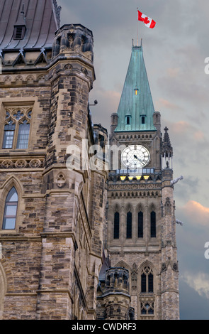 The canadian Parliament on a summer afternoon with angry clouds. Stock Photo