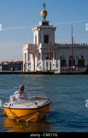 Yellow Boat, Venice, Italy Stock Photo