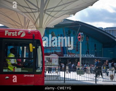 Exterior of Stratford Train Station, key arrival point for the London 2012 Olympics, Stratford, London, England, United Kingdom Stock Photo