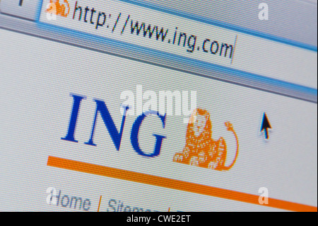 Close up of the ING logo as seen on its website. (Editorial use only: print, TV, e-book and editorial website). Stock Photo