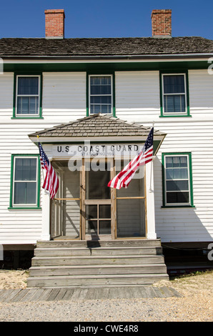 Wash Woods Coast Guard Lifesaving Station entrance historic building, Corolla, Outer Banks, North Carolina Stock Photo