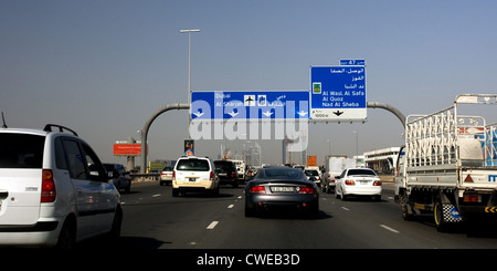 Dubai, traffic jam on Sheikh Zayed Road Stock Photo