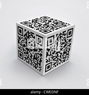 3D cube with QR code concept image. Stock Photo