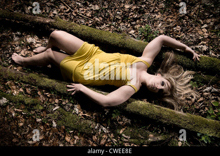 young woman,dead,dead body Stock Photo