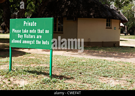 No day visitors allowed sign in the Letaba Camp, Kruger National Park, South Africa Stock Photo