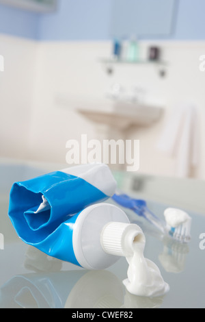 Toothbrush and toothpaste Stock Photo