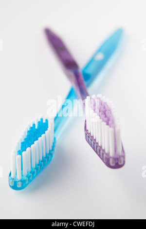 Crossed toothbrushes Stock Photo