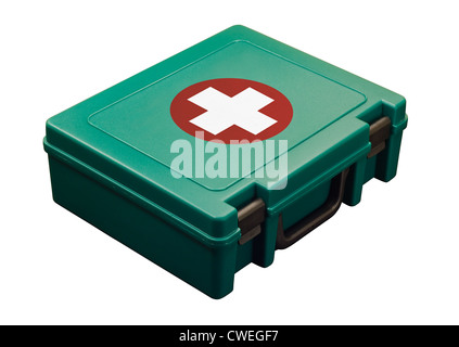 standard first aid kit isolated on white