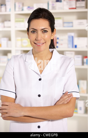 Portrait American pharmacist at work Stock Photo