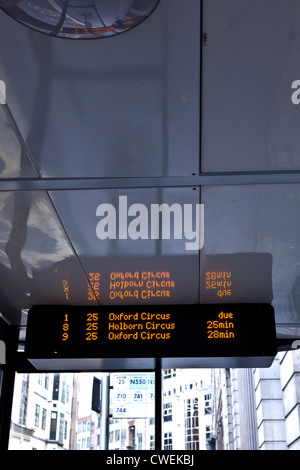 Matrix Sign Indicating London Bus Routes Stock Photo