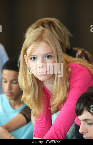 Young woman in the classroom Stock Photo