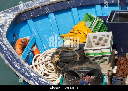 Fishing equipment on boat. Stock Photo