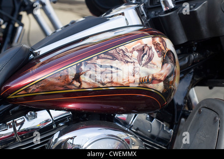 Harley Davidson spray painted Petrol tank Stock Photo