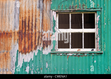 Army camp hut window of Fort Dunree, Inishowen Peninsula, County Donegal, Ulster, Eire. Stock Photo