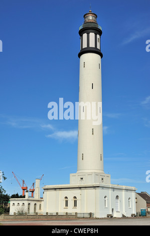 The white Dunkirk lighthouse / phare de Dunkerque / phare de Risban, Nord-Pas-de-Calais, France Stock Photo