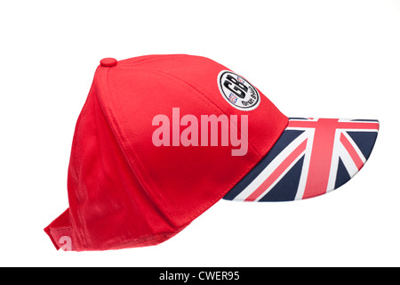 Red GB Great Britain Union Jack baseball cap Stock Photo