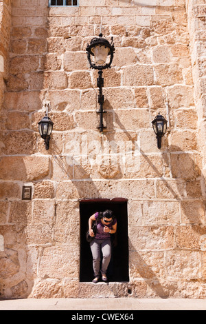 Christian pilgrim visiting Saidnaya convent near Damascus, Syria Stock Photo