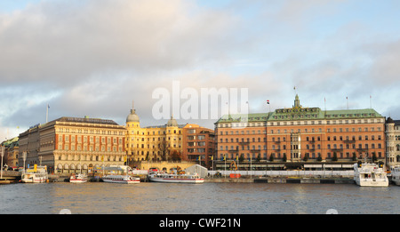 Stockholm, Sweden - 14 Dec, 2011: Touristic cruise ships sightseeing the old town in Stockholm at sunset Stock Photo