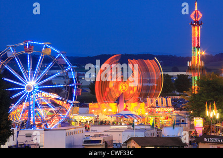 Midway Lights, Rockingham County Fair, Harrisonburg, Shenandoah Valley, Virginia, USA Stock Photo