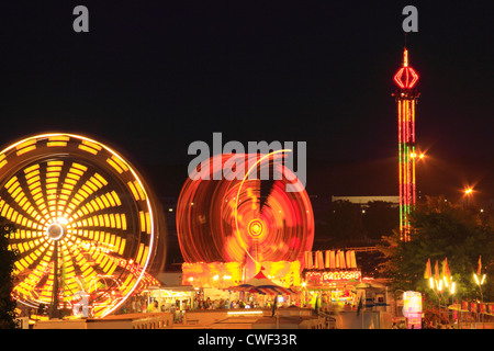 Midway Lights, Rockingham County Fair, Harrisonburg, Shenandoah Valley, Virginia, USA Stock Photo