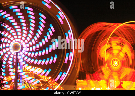 Midway Lights, Rockingham County Fair, Harrisonburg, Shenandoah Valley, Virginia, USA Stock Photo