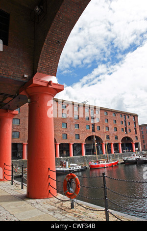 The old warehouses on the Albert Dock in Liverpool, Merseyside which have been renovated and turned into a tourist attraction. Stock Photo