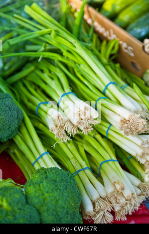 Red onions on display at the farmers market Stock Photo - Alamy